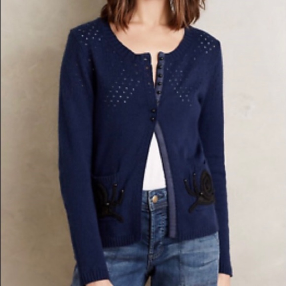 Anthropologie Moth Dark Blue Cardigan